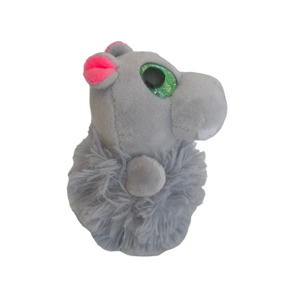 Fiesta Pom Pals 4.5” Plush Gray Beanie Ricky Hippo Big Green Eyes‎ Stuffed Toy
